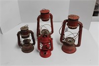 Four Vintage Red Lantern's. No Glass