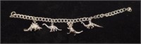 Sterling Silver Charm Bracelet & Dinosaur Charms