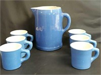 Uhl Pottery Pitcher/6 Mugs Set (Rare)