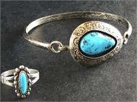 Sterling turquoise ring and bracelet