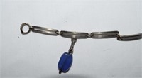 Unusual Sterling Silver Bracelet w/ Blue Stone