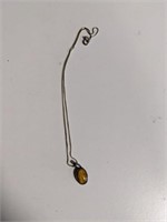 925 SILVER NECKLACE WITH AMBER PENDANT