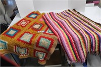 Two Colorful Blankets. 3" x 5" and 76" x 48"