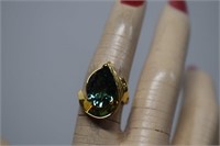 Bonded 18K Gold Ring Over Sterling Silver w/ Green