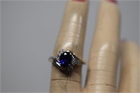 Sterling Silver & 10k Gold Ring, Sapphire &