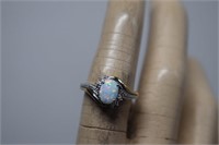 Sterling Silver & 10k Gold Ring w/ Opal &