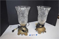 Two Crystal Lamps on Base
