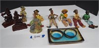 Collectible Figurines & Tray w/Cups