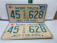 1996 Nebr Truck License Plate Set 45Farm628