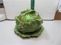 Vtg Holland Mold Ceramic Cabbage Bowl and Under-