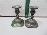 Vintage Fisher Pewter Candlestick Holders 4&3/4" x