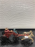 Vintage Painted Cast Iron Horses and Painted C