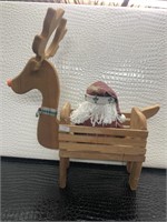 Vintage Santa Clause Box and Wooden Rudolph the