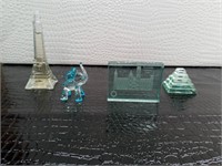 Lot of Three Glass Figurines and One Clear