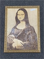 Mona Lisa on wood made with fire