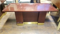Dark End Table With Brass Accents L1