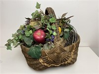 Baskets and Fake Fruit. 1-Wicker. 2- Wire. 1-