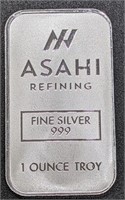 1 Oz. Fine Silver Asahi Bar