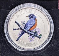 2013 Canada 25-Cent Coloured Coin - American Robin