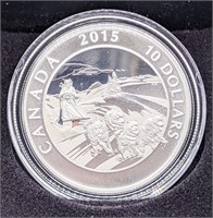 2015 Canada $10 Fine Silver Coin - Dog Sledding