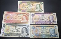 Run of 1970's Bank of Canada Notes - $1 - $20