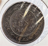 1882 H Canada Large One Cent Coin