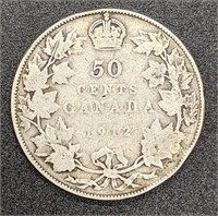 1912 Canada Sterling Silver 50-Cent Coin