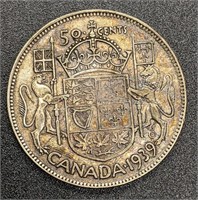 1939 Canada Silver 50-Cent Coin