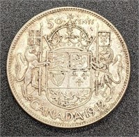 1942 Canada Silver 50-Cent Coin