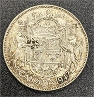 1947 Canada Silver 50-Cent Coin