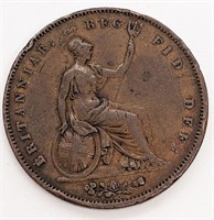 1853 UK - Great Britain - One Penny Coin