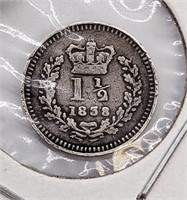 1838 UK - Great Britain - Three Half Pence Coin