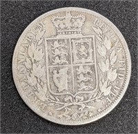 1887 UK - Great Britain - Silver Half Crown Coin