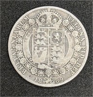 1889 UK - Great Britain - Silver Half Crown Coin