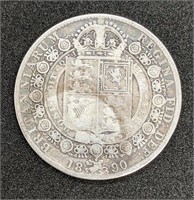 1890 UK - Great Britain - Silver Half Crown Coin