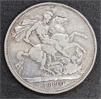 1890 UK - Great Britain Silver One Crown Coin