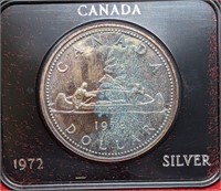 1972 Canada Silver $1 Dollar Coin in Clamshell