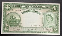 1953 Bahamas 4 Shillings Bank Note