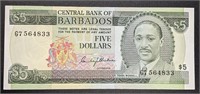 1975 Barbados $5 Dollar Bank Note