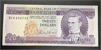 1973 Barbados $20 Dollar Bank Note