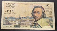 1960 France 10 Nouveaux Francs Bank Note