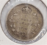 1918 Canadian Sterling Silver 5-Cent Coin