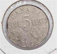 1926 Canadian 5-Cent Nickel Coin
