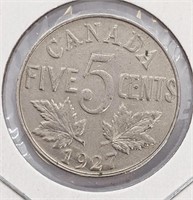1927 Canadian 5-Cent Nickel Coin