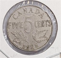 1928 Canadian 5-Cent Nickel Coin