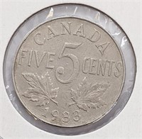 1932 Canadian 5-Cent Nickel Coin