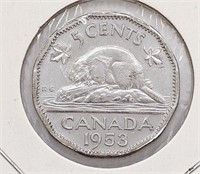 1953 Canadian 5-Cent Nickel Coin