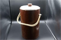 Vintage Heavy Wooden Ice Bucket w/ handle and Lid