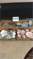 4 box lot of glass wear and dishes incl. Red