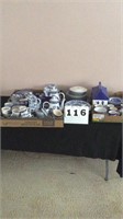 Lot of blue and white dish sets. Mix of
